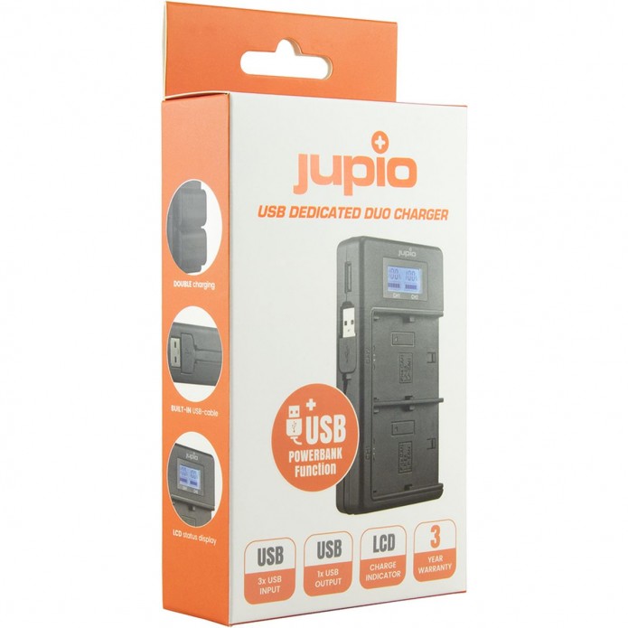 Jupio USB Dedicated Duo Charger LCD für Canon LP-E6 / LP-E6N / LP-E6NH