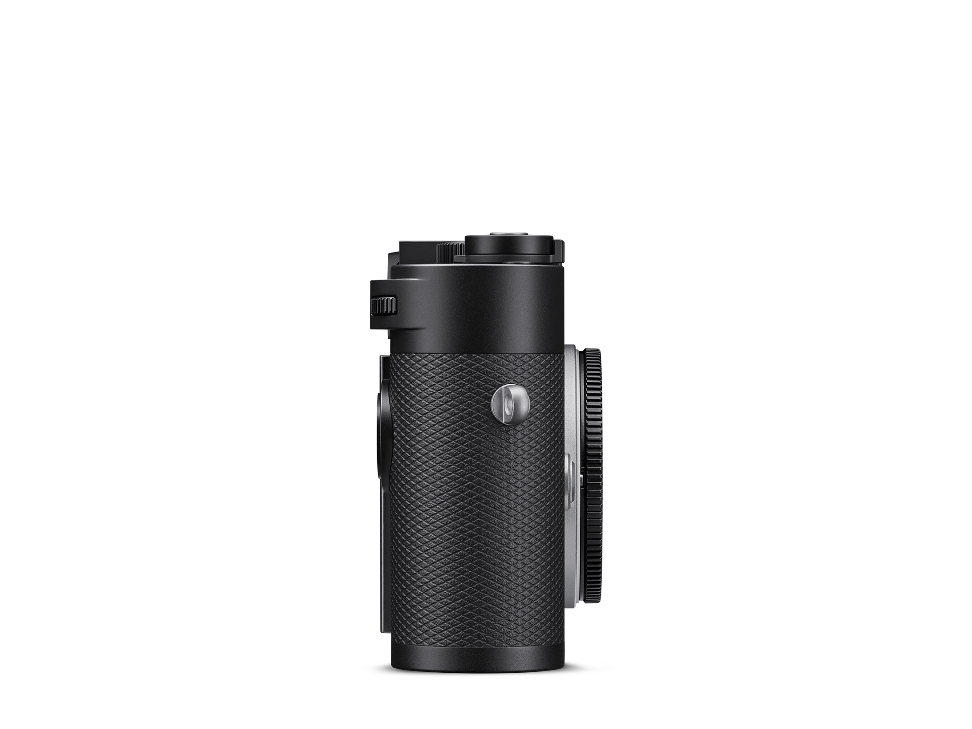 Leica M EV1 Kameragehäuse in Schwarz von der gegenüberliegenden Seite