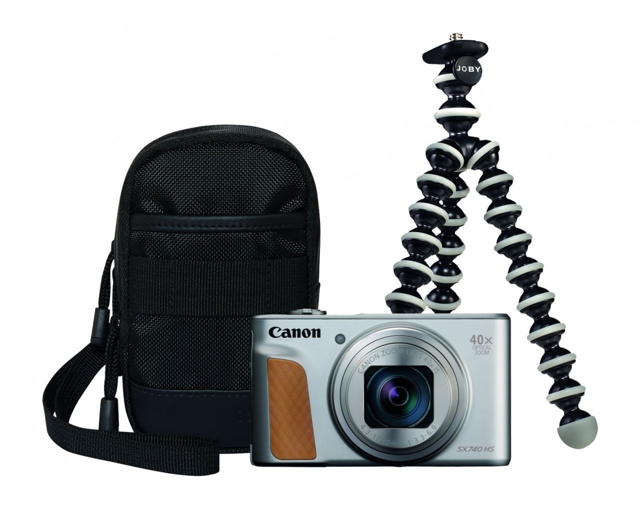 Canon PowerShot SX 740 HS Silver Travel Kit, including mini tripod and bag