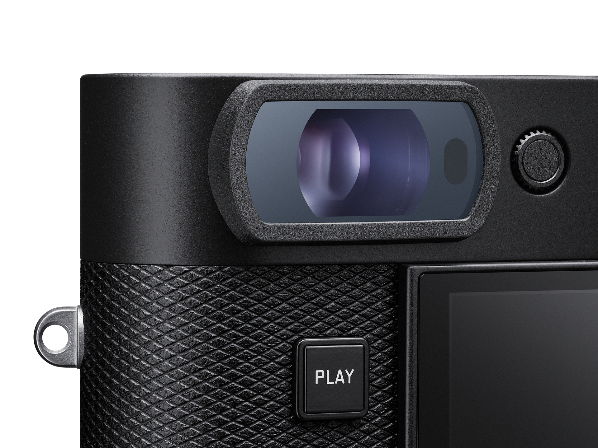 Leica M EV1 Detailansicht der Rückseite mit elektronischem Sucher und Play-Taste
