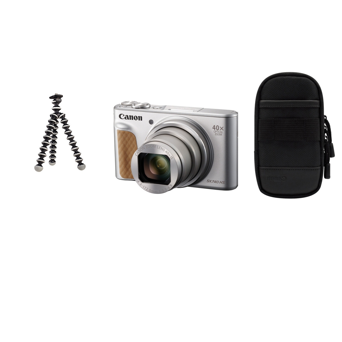 Canon PowerShot SX 740 HS Silver Travel Kit, including mini tripod and bag