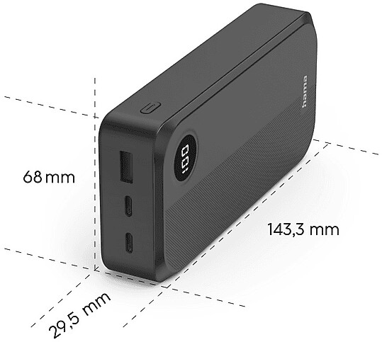 Hama Power Pack 20000mAh 2X USB-C 1X USB-A Black Powerbank